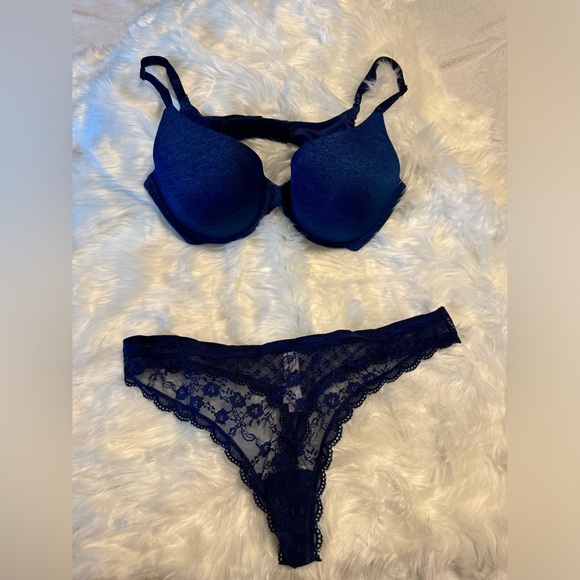 Dark Blue Victorias Secret Bra and Pantie - Picture 9 of 11